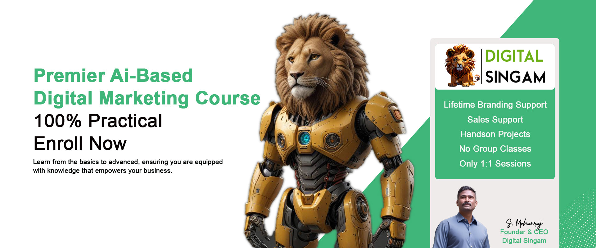 Advanced digital marketing course with 1:1 mentorship, hands-on projects, and job placement assistance.